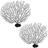 2Pcs Aquarium Artificial Plants Coral Reef 7 inches Fish Tank Decorations | 7&Prime;&times;5.9&Prime;,Black,Fake Coral,Fish Tank Accessories,Aquarium D&eacute;cor Plastic Plants