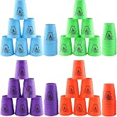Lancisism 48Pcs Quick Stacking Cups Set, BPA-Free Material Sports Training Stacking Cup Game, Classic Family Game for Teens Adults Idea (12 Blue &amp; 12 Green &amp; 12 Purple &amp; 12 Red)