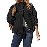 Tankaneo Womens Fleece Lined Cropped Jackets Full Zip Oversized Casual Coats Winter Warm Outerwear Overcoats