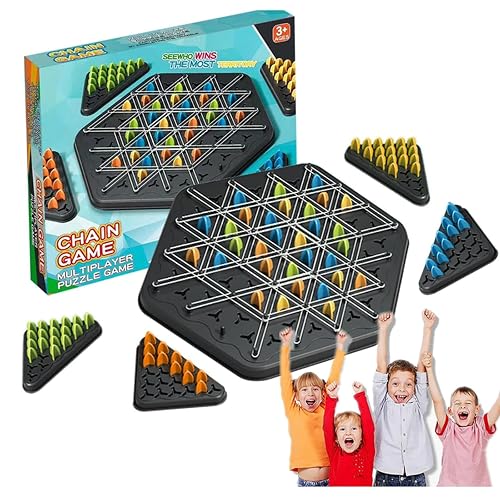 Triggle Board Game, Funny Chain Triangle Game Interactive Peg Game Triangle Chess Board Game Educational Brain Teaser Strategy Game Portable Chess Children's Game Toys