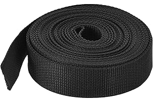 MECCANIXITY Lightweight Polypropylene Webbing Strap 1 1/2" 10 Yard Backpack Strapping Band Black for Outdoor Luggage Cargo St
