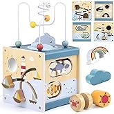 Airlab Wooden Activity Cube Baby Toys for 12-18 Months Toddler Montessori Toys for 1 2 3 Year Old Boys Girls Activity Center