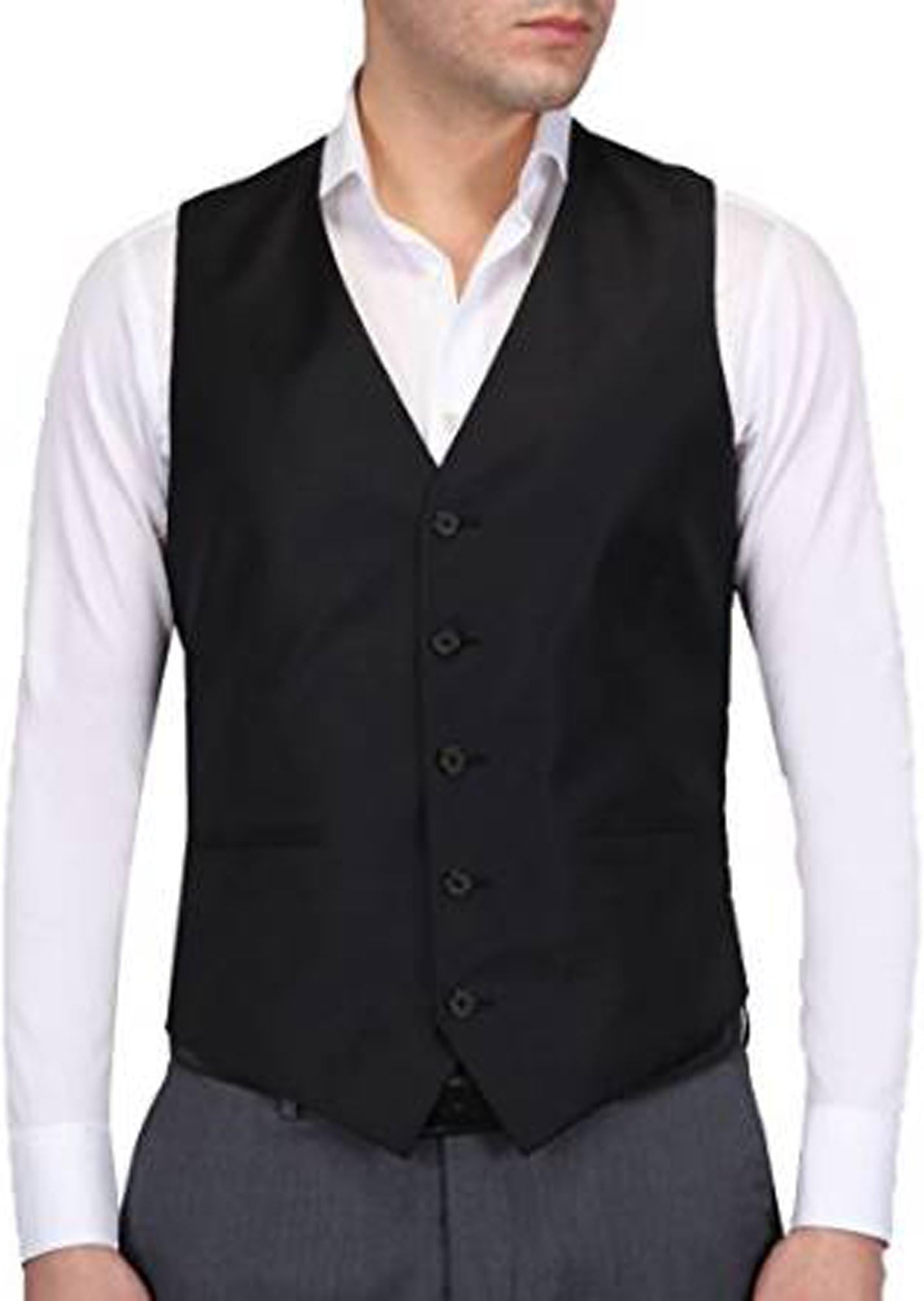Hann Brooks Mens Black Formal Waistcoat S,M,L,XL,XXL,3XL,4XL,5XL