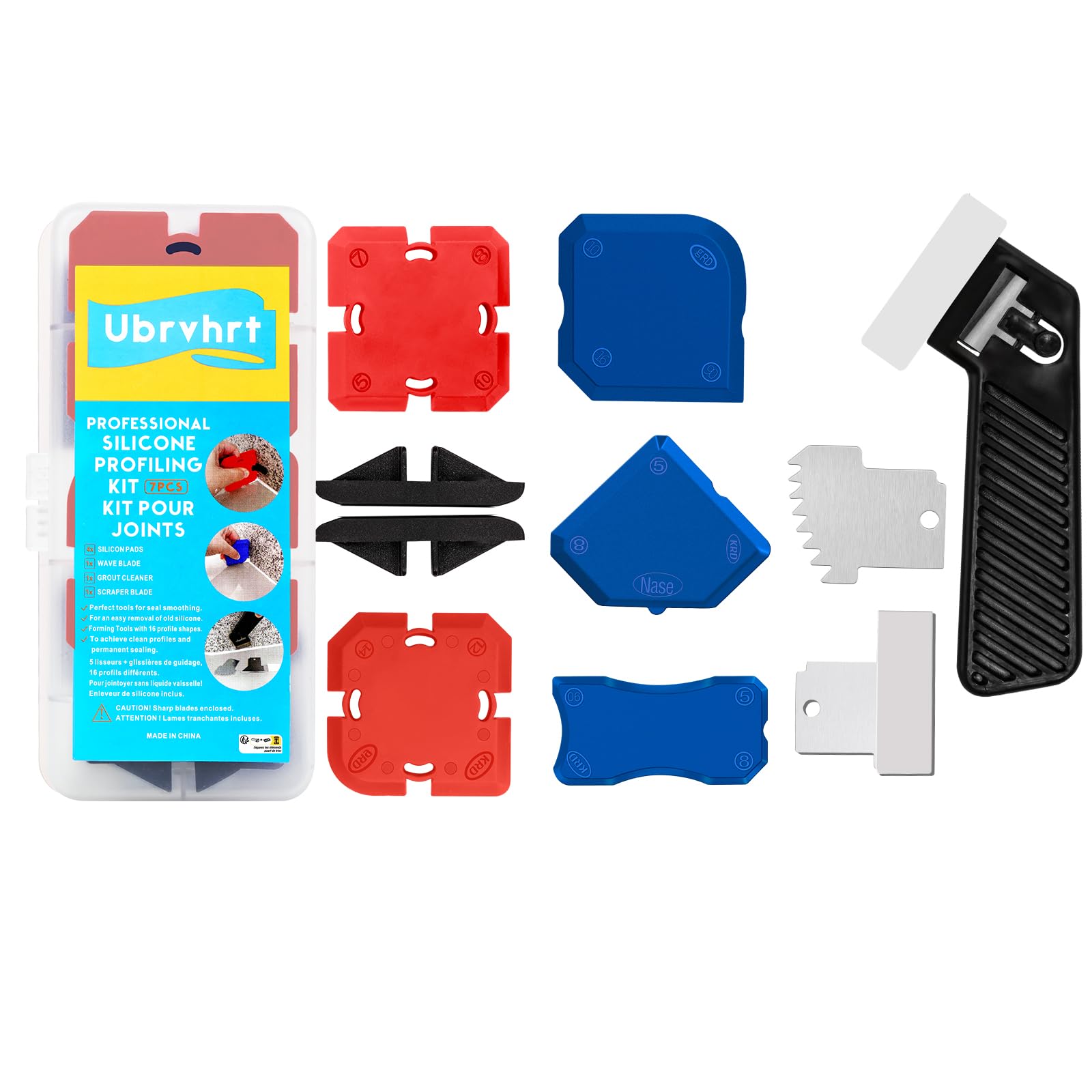 Ubrvhrt Caulk Application Tool, Sealant Finishing Tool Set, Silicone Profiling Kit 9 Pcs, Caulk Spreader, Bathroom Sealant Repair, Kitchen Gap Filler, Multi-Size Grout Tools for Tiles, DIY Renovation