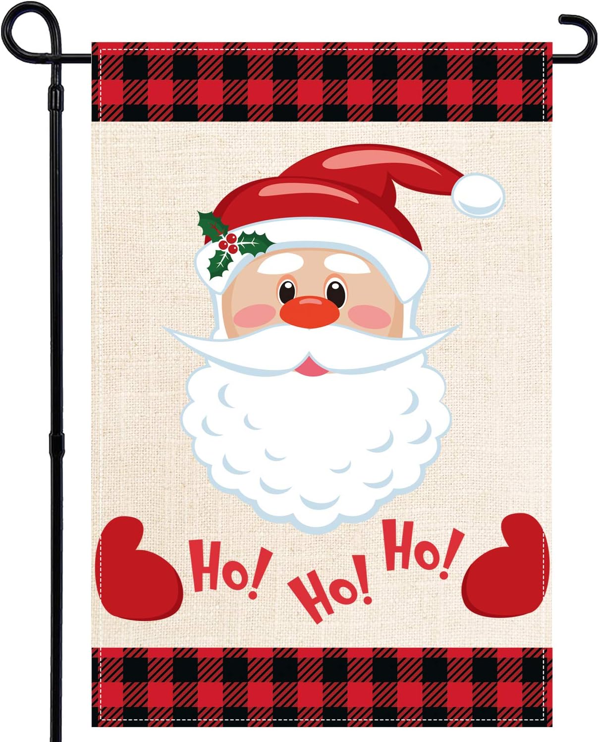 Tbrand Christmas Garden Flag Double-Sided Burlap Welcome Garden House Flags with Ho Ho Ho Santa for Merry Christmas Holiday Party Decorations Indoor/Outdoor Yard Flags 12 x 18 Inch