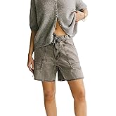 Pivanzore Jean Shorts Womens Drawstring Low Waist Wide Leg Denim Shorts Y2k Summer Jorts with Pockets