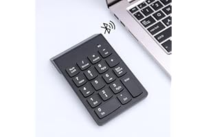 Bluetooth Wireless Numeric Keypad - 18-Key Rechargeable Number Pad, Compatible with Windows Laptops/Desktops (Black)