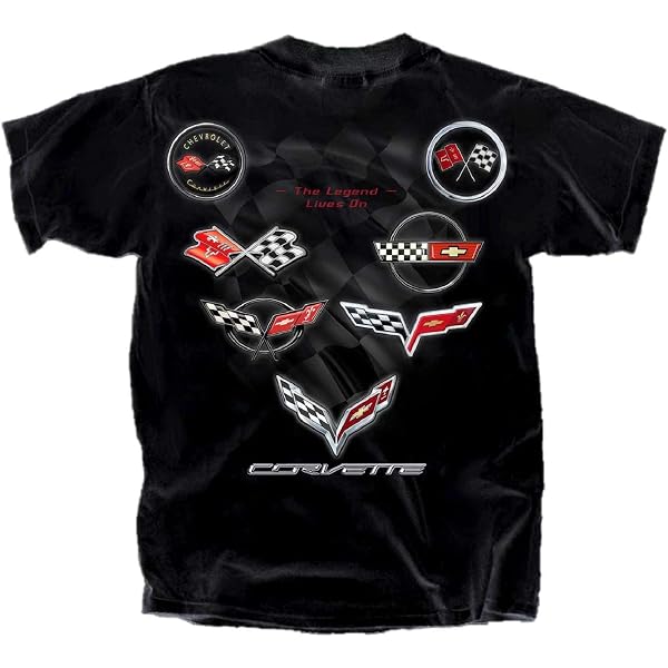 Wicked Metal Corvette C6 Stylized Logo T-Shirt – Muscle Car Tee For Men, Black, Sizes Medium To 3XL