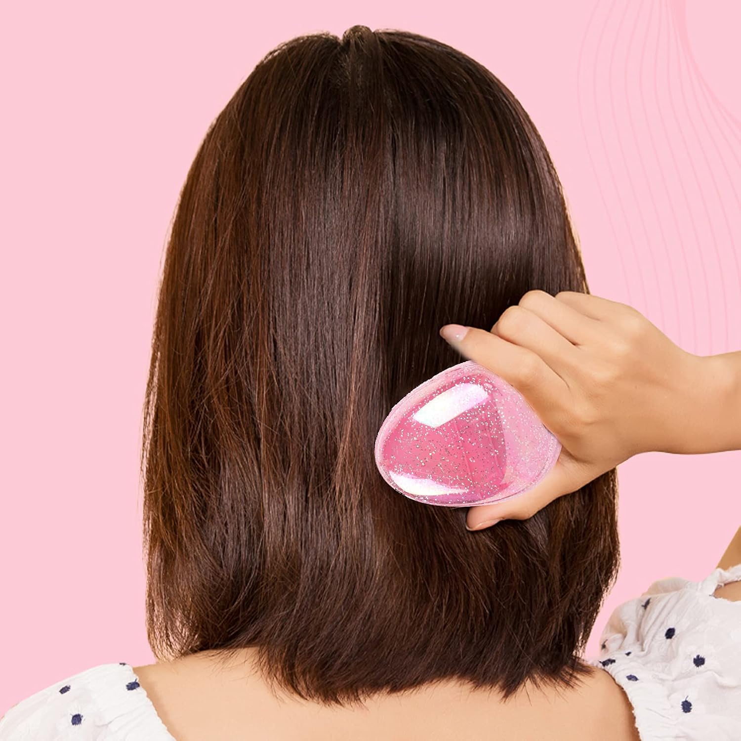VinBee Detangler Hair Brush for Women Girls and Kids Mini Hairbrush for Wet & Dry Hair Comb Compact-Travel Brush Hair-Kids Hair Brush(Starry sky pink) - Image 4