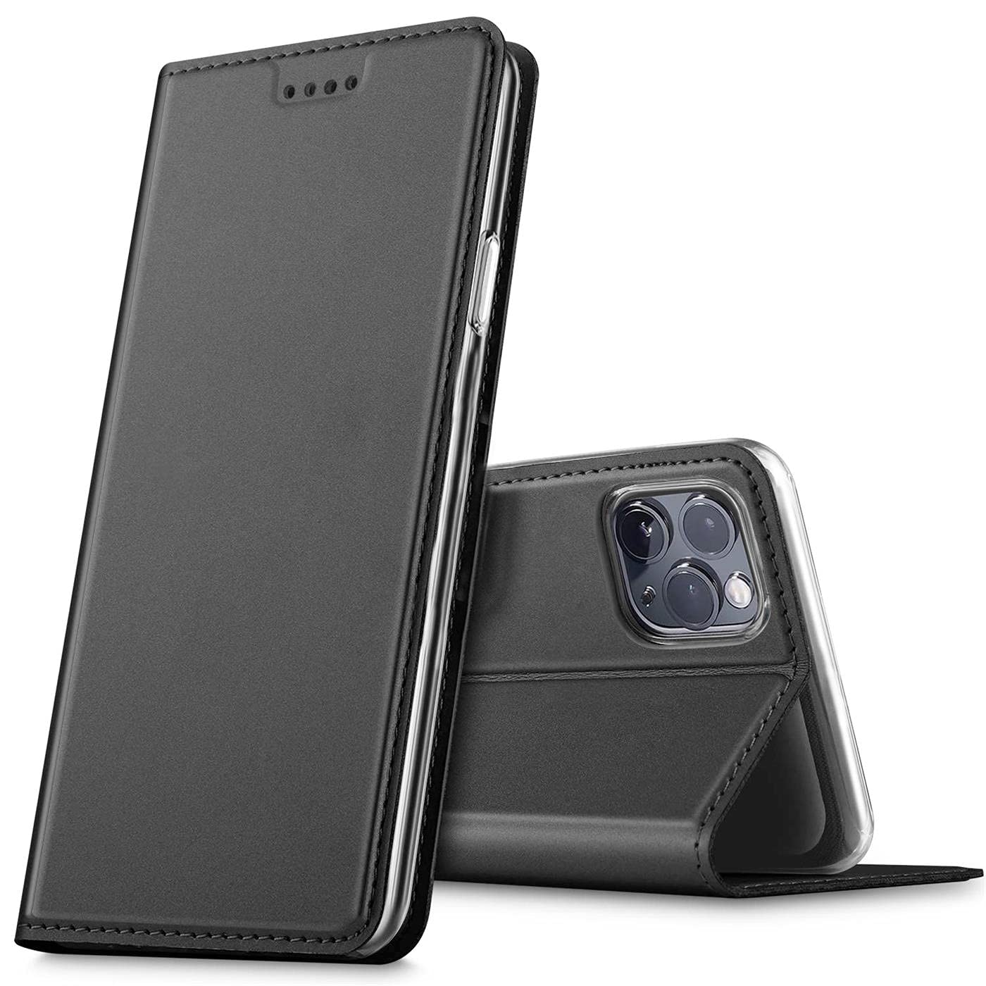 Verco Case compatible with Apple iPhone 11 Pro, Flip Wallet Cover with Magnetic Closure for iPhone 11 Pro Phone Case - black