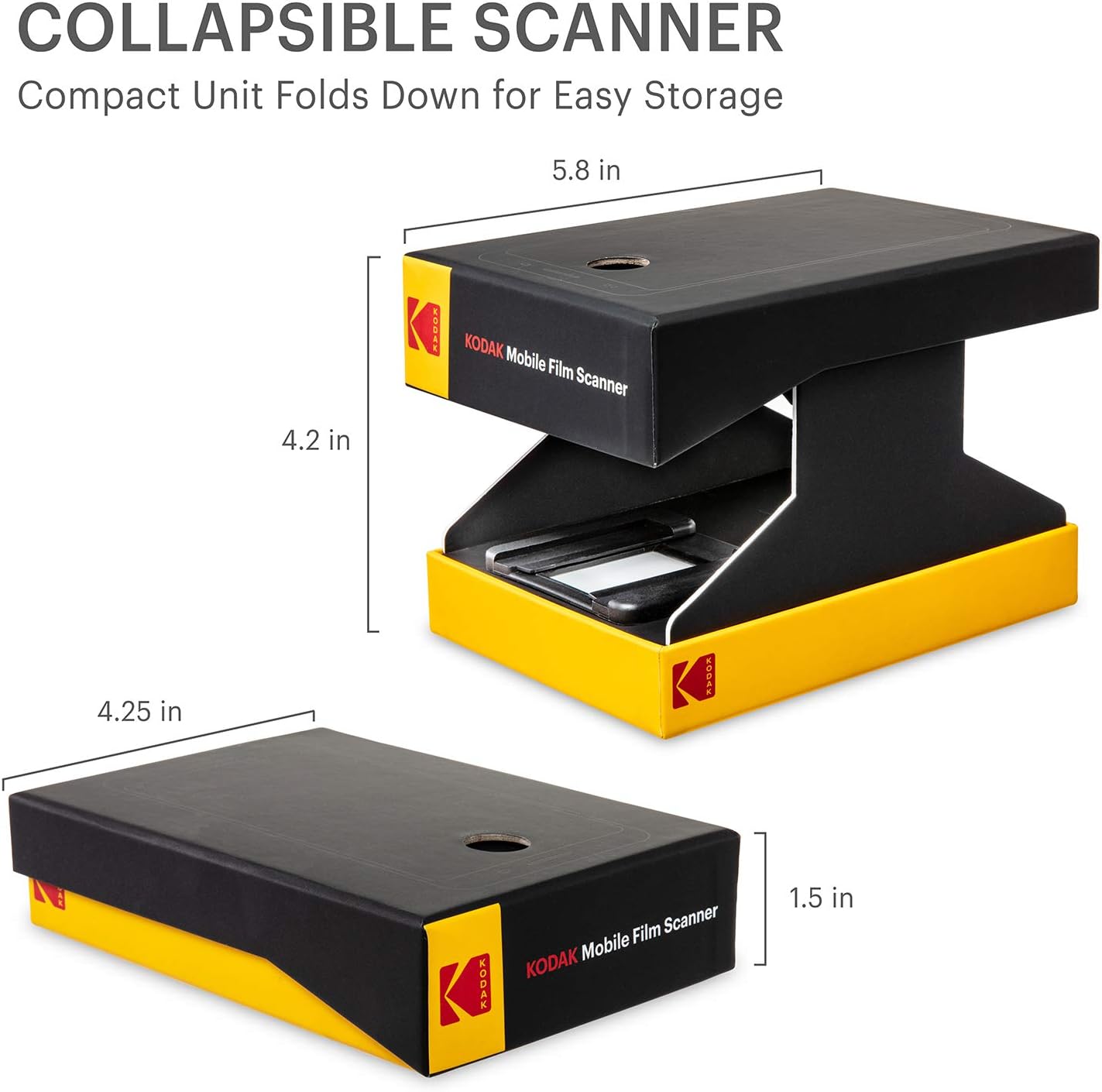 KODAK Mobile Film Scanner - Fun Novelty Scanner Lets You Scan and Play with Old 35mm Films & Slides Using Your Smartphone Camera - Cardboard Platform & Eco-Friendly Toy LED Backlight: Electronics