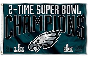 WINCRAFT Philadelphia Eagles 2 Time Super Bowl Champions Flag Outdoor Indoor 3x5 Foot Banner