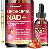 Liposomal NAD Supplement - 1200mg NAD+ Liquid Drops for Women & Men with Nicotinamide, Resveratrol, Quercetin, TMG, Black Pepper Extract - Brain & Cellular Mitochondrial Health, Anti-Aging, Longevity