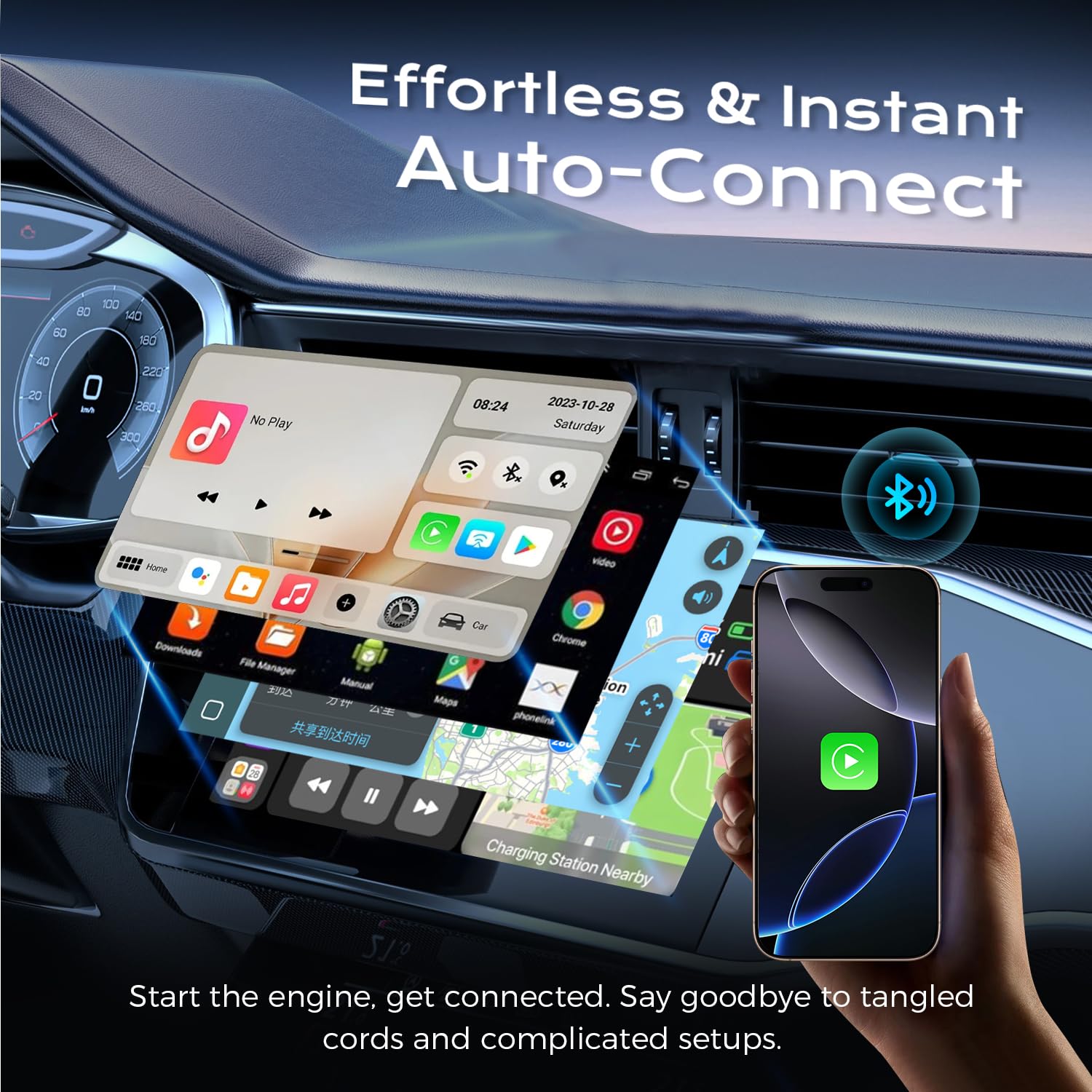 2025 Upgraded Wireless CarPlay Adapter, Hidden Interface, Converts Wired to Wireless, Plug & Play, Compatible with iPhone (iOS 10 and Above) for Cars 2016+ - Black