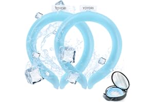 YOYORI 2PCS Neck Cooling Tube with Cold Insulated Bag,Reusable Ice Neck Ring Wearable Body Cooler Products for Summer Heat (Blue*2)