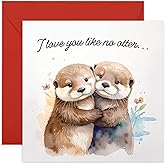 CENTRAL 23 Cute Otters Anniversary Card – I Love You Like No Otter – Romantic Love Card for Boyfriend, Girlfriend, Husband, Wife, Spouse, Fiance, Babe, Him, Her – Comes with Sweet Stickers