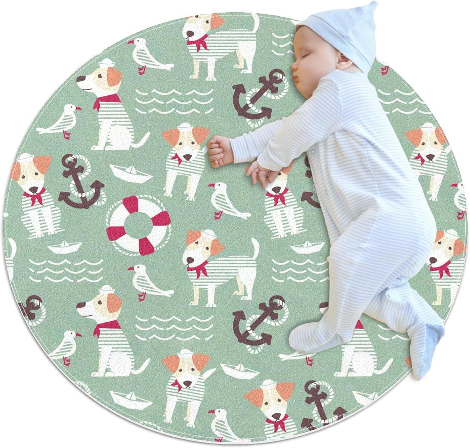 Area Rugs for Bedroom, Ultra-Luxurious Soft and Thick Non-Slip Carpet for Kids Baby Room, Nursery Modern Decor Rug 2.3Ft, Sailor Dog Lifebuoy Animal