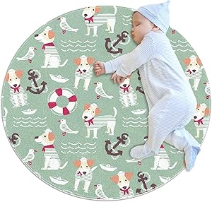 Area Rugs for Bedroom, Ultra-Luxurious Soft and Thick Non-Slip Carpet for Kids Baby Room, Nursery Modern Decor Rug 2.3Ft, Sailor Dog Lifebuoy Animal