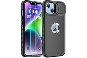 SUPFINE for iPhone 14 Case & iPhone 13 Case, [10 FT Military Grade Drop Protection][2+Tempered Glass Screen Protector][Dual Layer Structure Protection] Non-Slip Shockproof Phone Case,Black