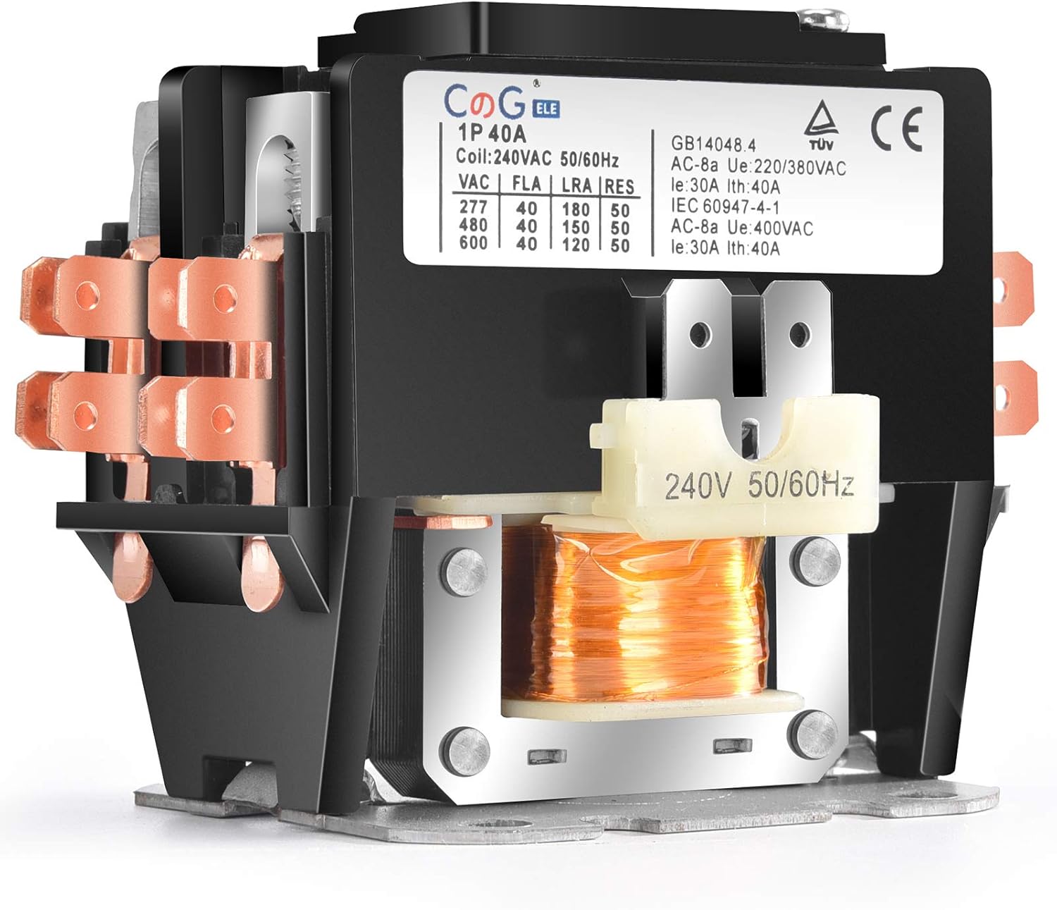 CGele 1 Pole Air Conditioner Contactor 40 Amp 240V Coil,Condenser