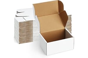 Poever Shipping Boxes 6x4x3 inches Small Mailing Boxes 25 Pack White Cardboard Corrugated Box Mailers