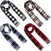Bencailor 4 Pcs Kids Winter Scarf Kids Buffalo Plaid Scarves Christmas Warm Shawls Scarves Parent Child Scarf for Boys Girls