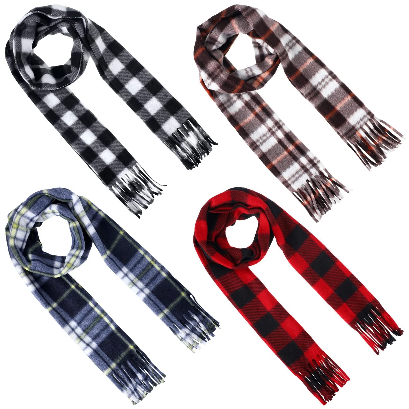 Photo 1 of Bencailor 4 Pcs Kids Winter Scarf Kids Buffalo Plaid Scarves Christmas Warm Shawls Scarves Parent Child Scarf for Boys Girls(Bright Color)