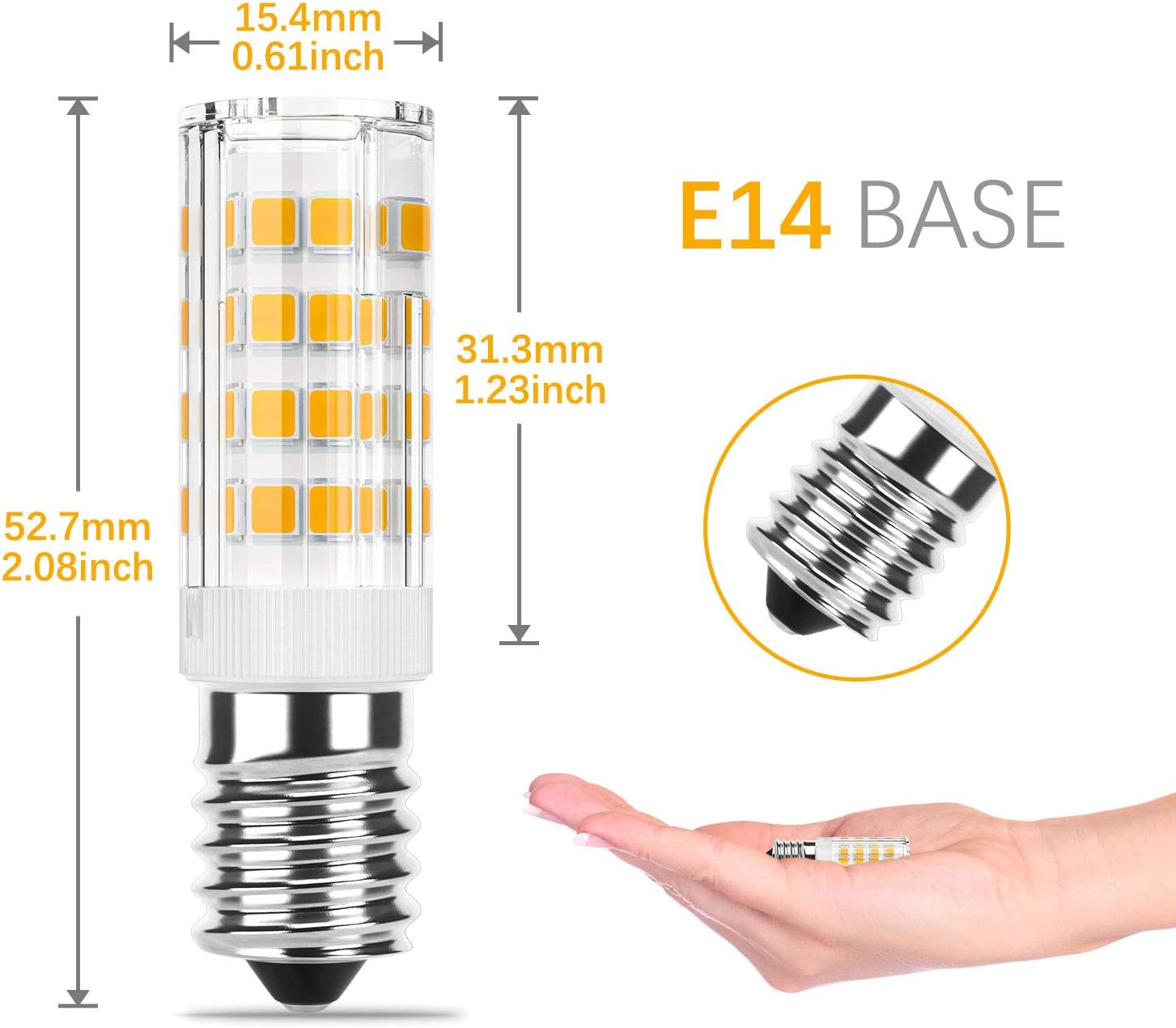 DiCUNO E14 Cooker Hood LED Bulb 3W, 30W Halogen Equivalent, 280LM, Warm White 2700K, E14 Ceramic Base - Image 3