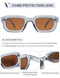 VANLINKER Retro Chunky Rectangle Sunglasses for Men