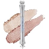 Flower Knows Shell's Jewel 2-in-1 Under Eye Highlighter Stick,Smudge-Proof Creamy Shimmer EyeShadow Stick,Dual-Color Highlighter,Convenient Multi-Use Makeup Pencil,(01 Vanilla White)