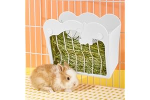 SEPTILLAR Rabbit Hay Feeder, Hanging Feeding Hay Rack for Small Animals, Dwarf Rabbit, Guinea Pig (White)