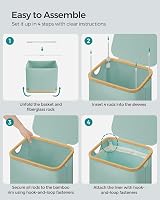 SONGMICS 90L Laundry Basket with Lid Mint Green 42x32x70.5 cm view 8