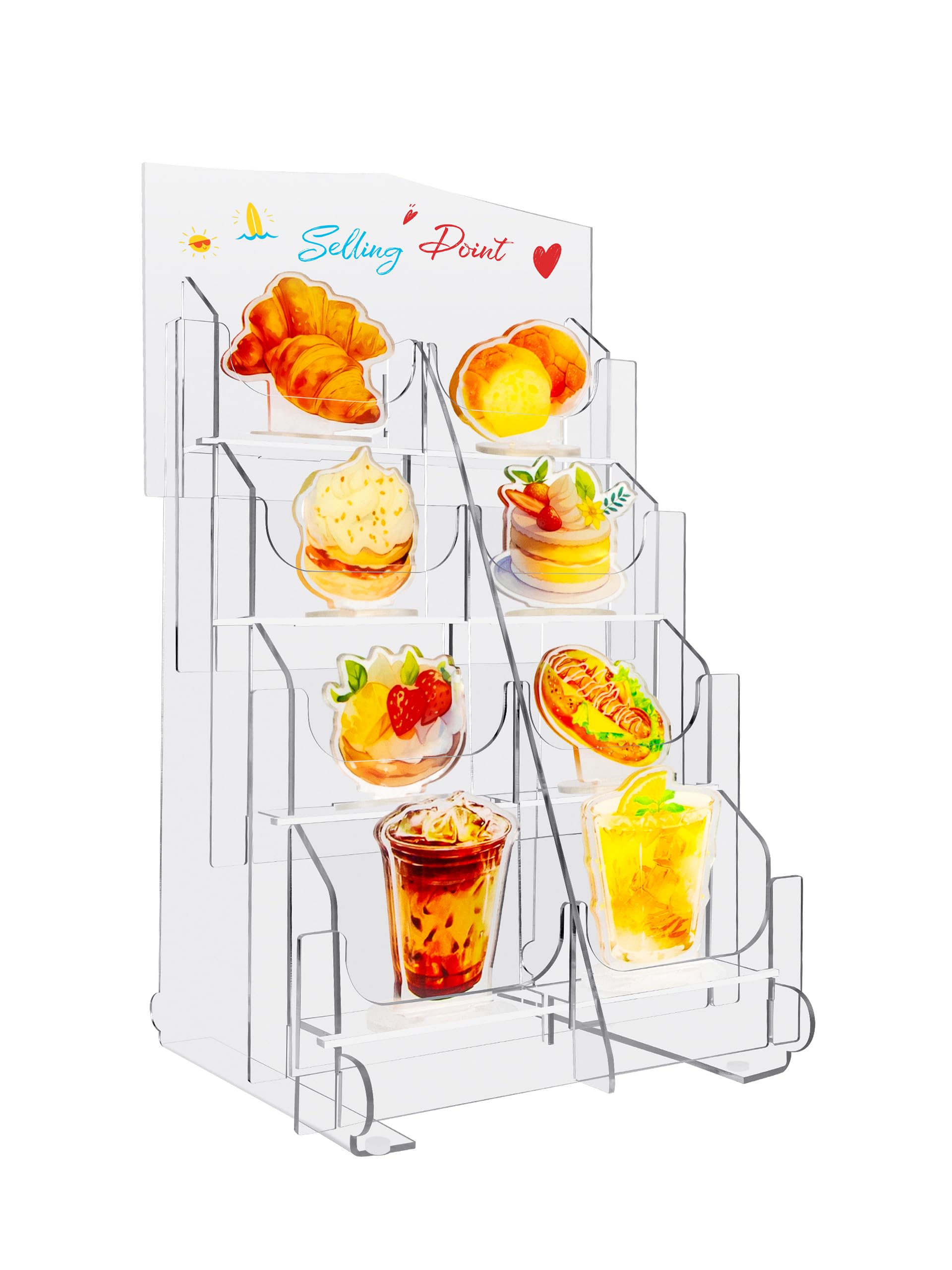 Photo 1 of Ofrgie Acrylic Sticker Display Stand, Sticker Holder Display for Vendor Events, Brochure Holder with Customizable Space for Big cards, Designed for Small Business Supplier Events and Trade Shows-Small