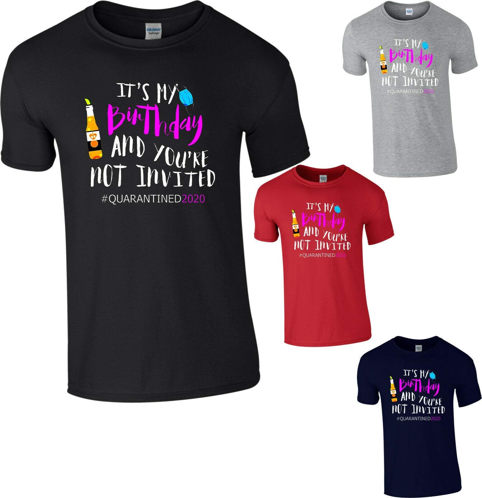 StitchPrint Happy Quarantine Birthday 2020 T-Shirt,Lockdown Birthday Celebrate Top, Party Gifts for Kids and Adults