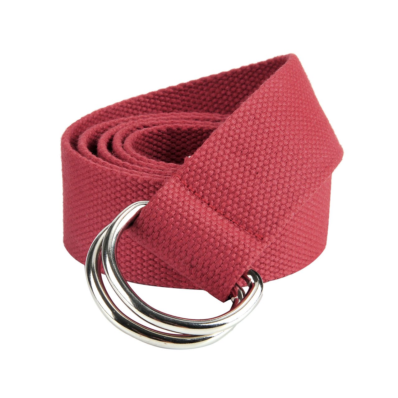 CHIC DIARY Unisex Canvas Web Belt Double D-Ring Buckle 10 Colors Available (01-Red)
