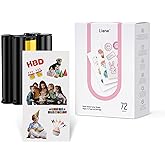 Liene Sticker Paper & Cartridge, 2 Ink Cartridge Refill & 72 sheets photo papers, 4x7", Dye Sublimation, Water & Oxidation-Proof, Compatible w/Liene PixCut S1 Photo Sticker Printer and Cutter