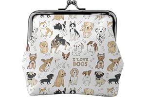 WOEZKEX Kiss-Lock Coin Purse For Women Change Purses Cute Doodle Pets Dog Print Small Coin Pouch Mini Change Holder Tiny Coin Wallet