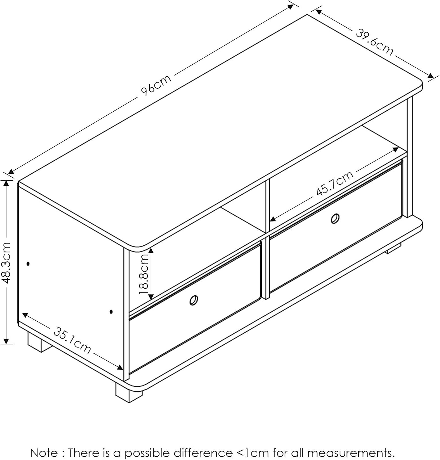 Furinno ANDREY TV Stand, Entertainment Center, TV Console for TV up to 46 Inch with Bin Drawers, for Living Room Bedroom, French Oak - Image 3