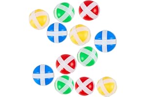 moopok 12 Pieces Sticky Balls for Fabric Dart Board, Dart Hook and Loop Balls with Storage Bag, Safe Sport Balls Toy Darts Game Accessories for Adults and Teens Indoor Outdoor Party Games,4 Colors