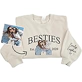 Custom Embroidered Besties Sweatshirt with Custom Photo, Best Friends Sweatshirts for Women, Besties Shirt Hoodie Sweater, Sister Crewneck for Women, BFF Sweatshirt 2025,Friendship Sweater,Galentine