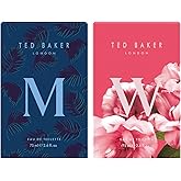 Ted Baker M and W EDT Bundle, Woman and Man Eau De Toilette, Includes M with Unique Notes of Tonka Bean and Musk, W with Notes of Fig Leaf, White Peony and Violet, 2 x 2.54 fl oz