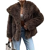Yimoon Womens Faux Fur Coat Lapel Open Front Fluffy Shaggy Jacket Winter Warm Furry Overcoat
