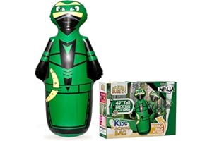 INFLATABLE DUDES Ninja 47 Inches -Kids Punching Bag | Already Filled with Sand| Bop Bag | Premium Inflatable Toy | Party Games - Indoor Outdoor- | Bounce-Back Action | Punching Bag for Kids- (Archy)