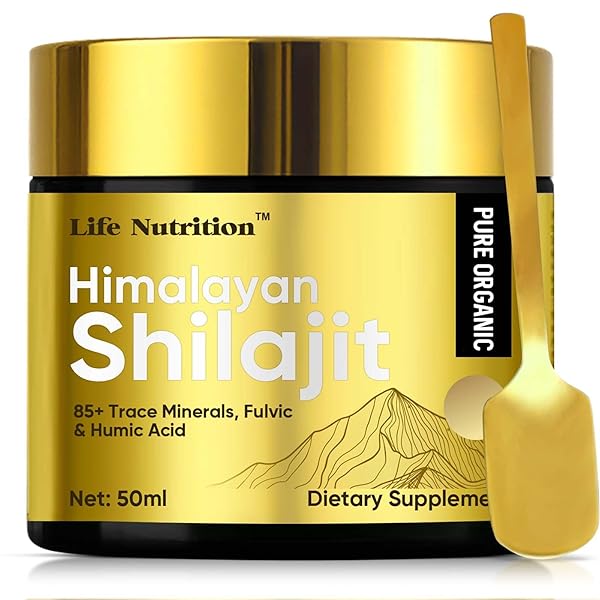 LIFE NUTRITION SHILAJIT PURE HIMALAYAN ORGANIC RESIN, 500MG NATURAL SHILAJIT RESIN SUPPLEMENT WITH 85+ TRACE MINERALS COMPLEX
