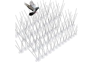 VALIBE Bird Spikes for Pigeons Small Birds Stainless Steel 100 feet Coverage Outdoor Use Bird Spikes for Fence with 304 Stainless Steel Pins and Plastic Base Flexible Use