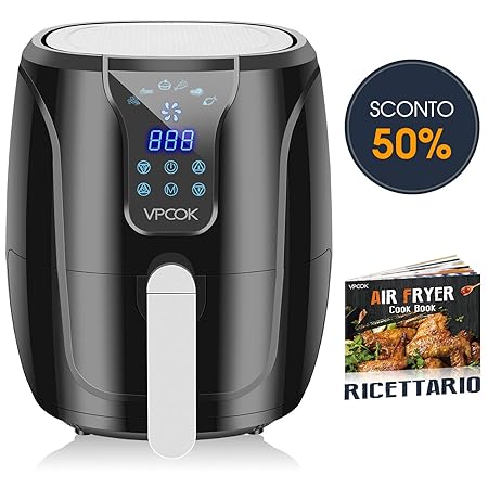 Friggitrice Senza Olio Con 6 Diversi Programmi Di Cottura Vpcok Friggitrice Ad Aria Calda Multifunzione Per 2 4 Persone Xl1300w5kg Con Led Digital