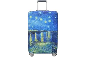 TRAVELKIN MORE THAN TRAVEL TRAVEL KIN Thickened Luggage Cover ，Washable Travel Gear Cover，18/24/28/32 Inch Suitcase Spandex Protective Cover (S(18"-21" luggage), Starry Night Over the Rhone)