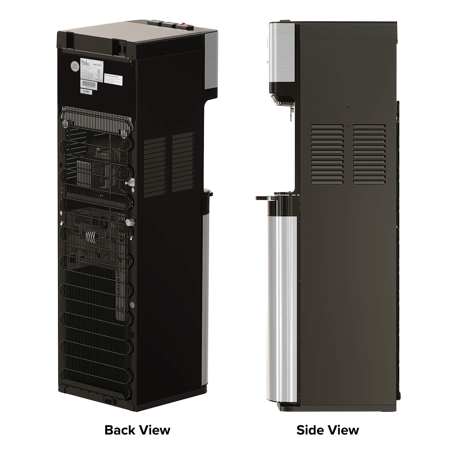 Brio 520 UV Self-Cleaning Bottleless Water Cooler Dispenser, UL Certified | Built-in 2 Stage Filtration (2 Free Replacement Filters Included) Reduces PFAS & Microplastics | 3 Temp (Hot Cold, Room)