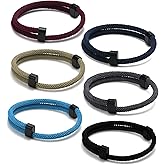 TempBeau Nautical Braided Rope Bracelets Set - 6 Pcs Adjustable Braided Cord Bracelet, Handmade Navy Marine String Bracelet with Metal Knot, Men Women Braided Bracelets Gifts