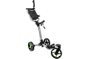 AXGLO V3 Golf Push Cart 3-Wheel | 360° Swivel Front Wheel | Ultra-Lightweight & Durable Golf Caddy | Foldable & Compact for Easy Storage | Hand & Dual Brake System, Large Storage Bin | Cup & Umbrella Holder